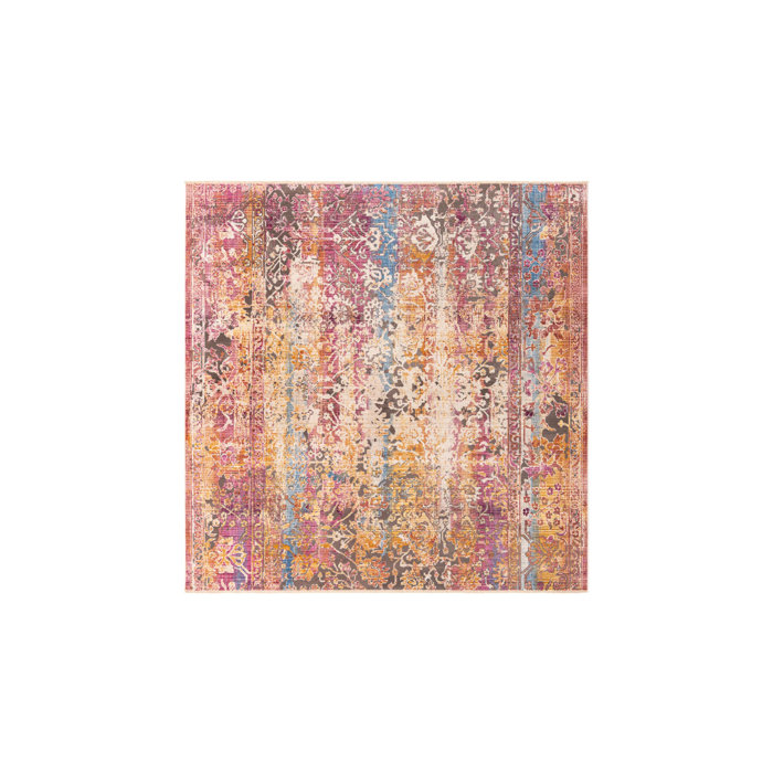 Bungalow Rose Performance Pink/Yellow Rug Wayfair